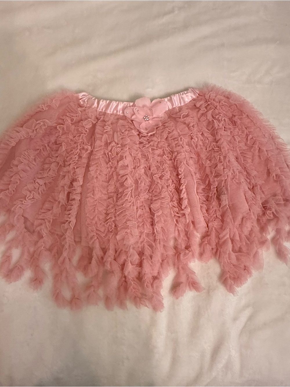 Girls Toddler Ruffled Pink Tulle Mini Skirt